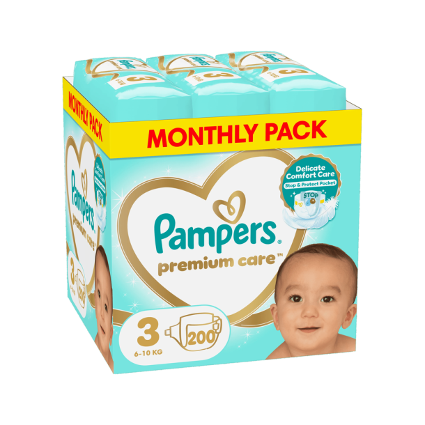 Pampers Premium Care Bleer - Monthly Box, Str. 3, 200 stk.
