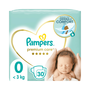 Pampers Premium Care Bleer - Small Pack, Str. 0, 30 stk.