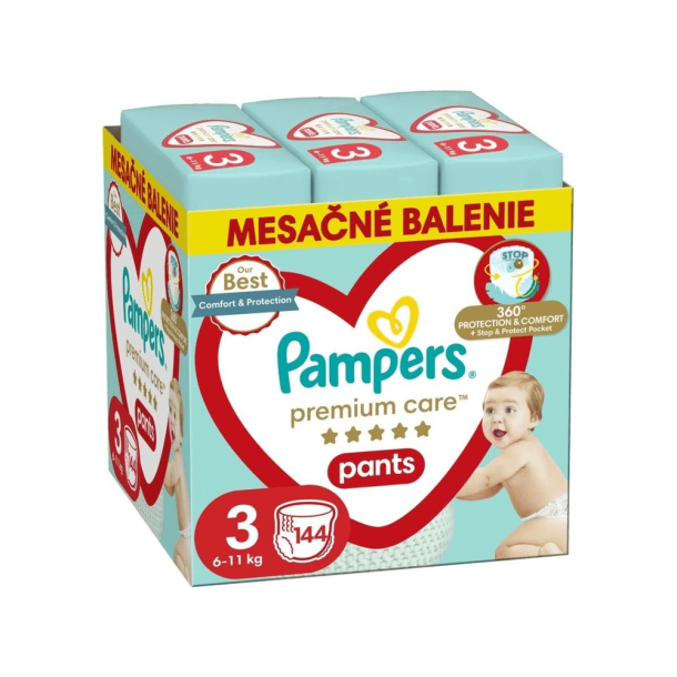 Pampers Premium Care Pants Buksebleer - Monthly Saving Box, Str. 3, 144 stk.
