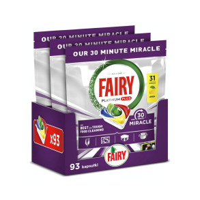 Fairy Platinum+ Lemon Miracle Opvasketabs - 31 stk.