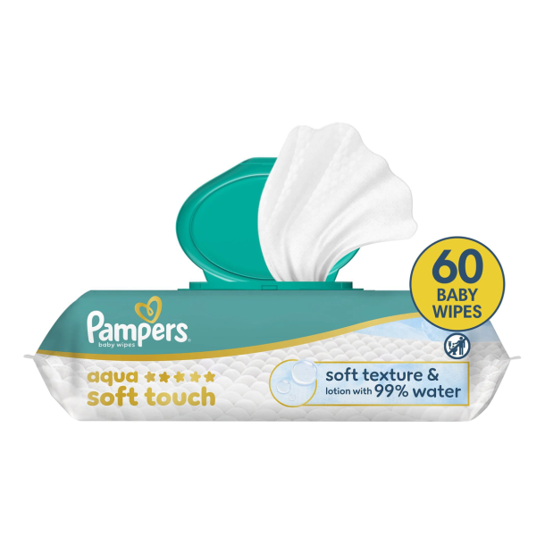 Pampers Aqua Soft Touch V&aring;dservietter - 60 stk.
