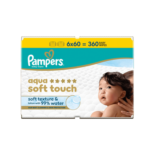Pampers Aqua Soft Touch V�dservietter - 6 x 60 stk.