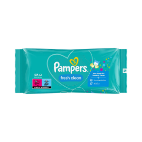 Pampers Fresh Clean V&aring;dservietter - Plastfri, 52 stk.