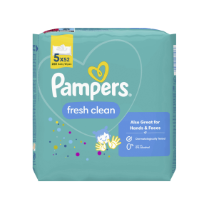 Pampers Fresh Clean V�dservietter - Plastfri, 5 x 52 stk.