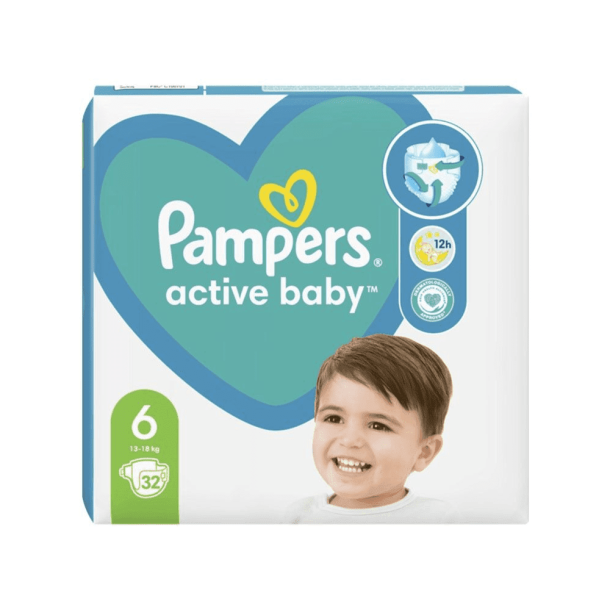 Pampers Active Baby Bleer - Value Pack Minus, Str. 6, 32 stk.