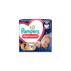 Pampers Night Pants Buksebleer - Value Pack, Str. 7, 17 stk.