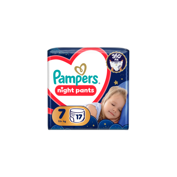 Pampers Night Pants Buksebleer - Value Pack, Str. 7, 17 stk.
