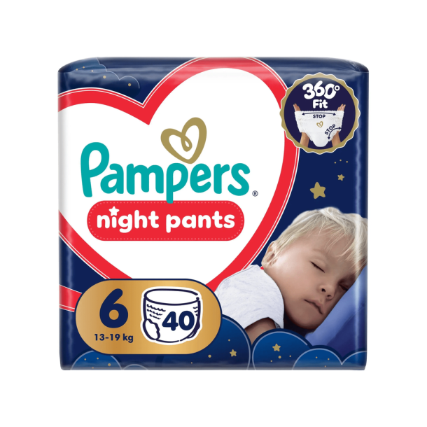 Pampers Night Pants Buksebleer - Jumbo Pack, Str. 6, 40 stk.