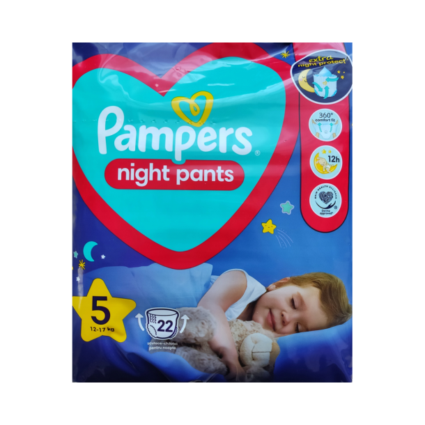 Pampers Night Pants Buksebleer - Value Pack, Str. 5, 22 stk.