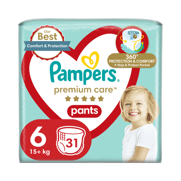 Pampers Premium Care Pants Buksebleer - Value Pack, Str. 6, 31 stk.
