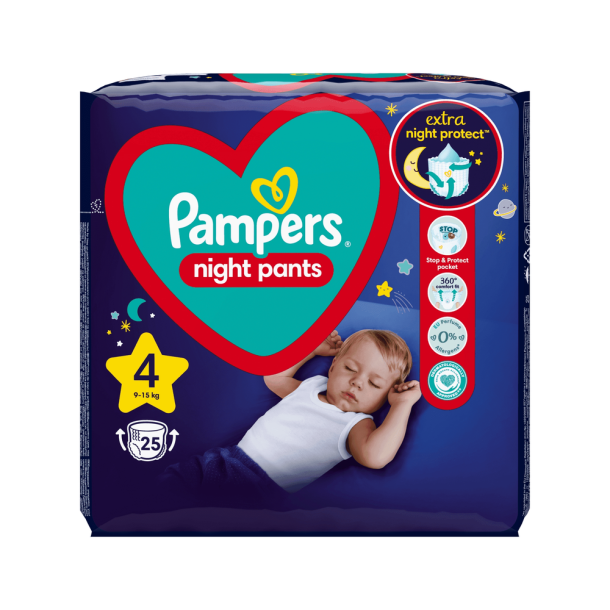 Pampers Night Pants Buksebleer - Value Pack, Str. 4, 25 stk.