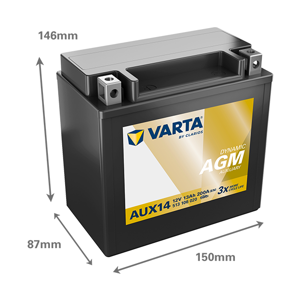 VARTA Dynamic AUX hj&auml;lpbatteri 12 V 13 Ah/200 A 150 &times; 87 &times; 146 mm
