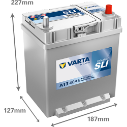 VARTA Dynamic SLI startbatteri 12 V 40 Ah/330 A L- 187 &times; 127 &times; 227 mm