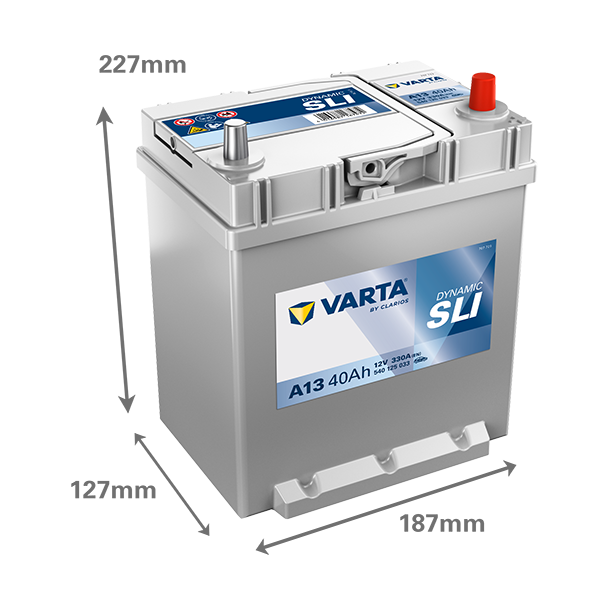 VARTA Dynamic SLI startbatteri 12 V 40 Ah/330 A L- 187 &times; 127 &times; 227 mm