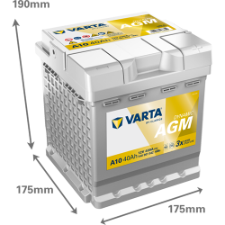 VARTA Dynamic AGM startbatteri 12 V 40 Ah/420 A L- 175 &times; 175 &times; 190 mm