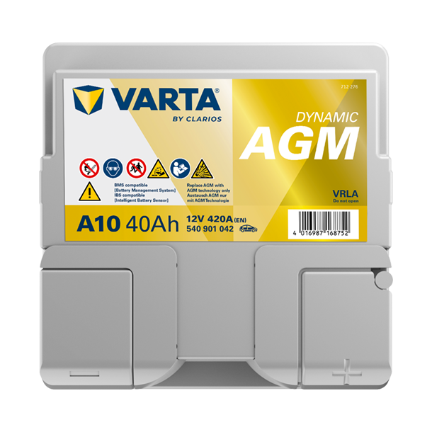 VARTA Dynamic AGM startbatteri 12 V 40 Ah/420 A L- 175 &times; 175 &times; 190 mm