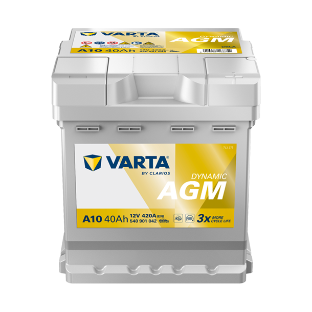 VARTA Dynamic AGM startbatteri 12 V 40 Ah/420 A L- 175 &times; 175 &times; 190 mm