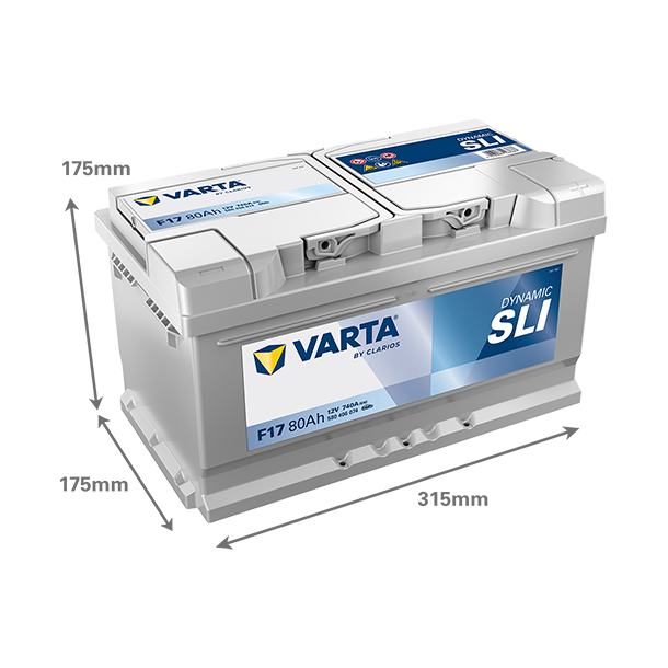 VARTA Dynamic SLI startbatteri 12 V 80 Ah/740 A L- 315 &times; 175 &times; 175 mm