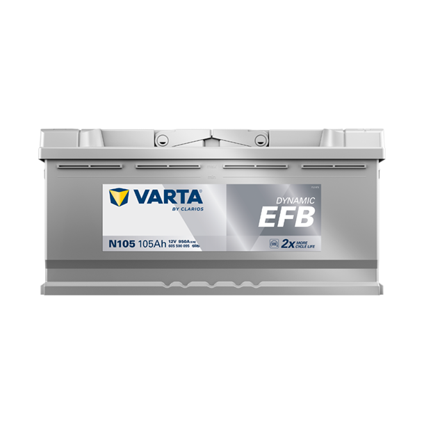 VARTA Dynamic EFB startbatteri 12 V 105 Ah/950 A L- 394 &times; 175 &times; 190 mm
