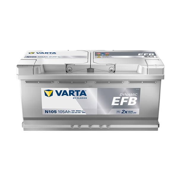VARTA Dynamic EFB startbatteri 12 V 105 Ah/950 A L- 394 &times; 175 &times; 190 mm