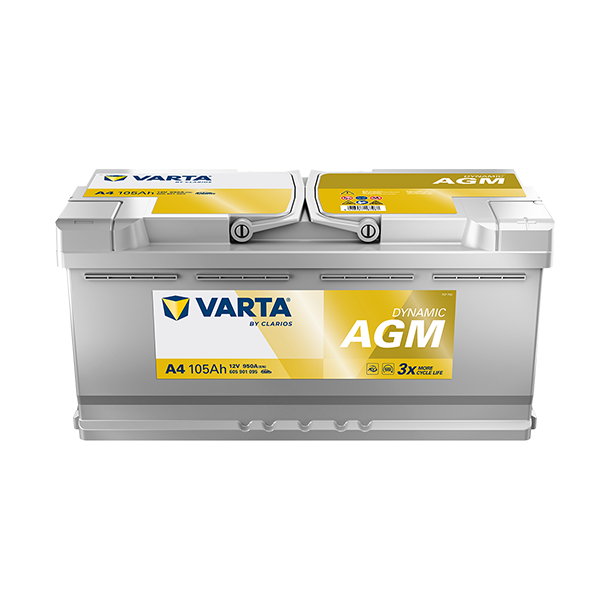 VARTA Dynamic AGM startbatteri 12 V 105 Ah/950 A L- 393 &times; 175 &times; 190 mm
