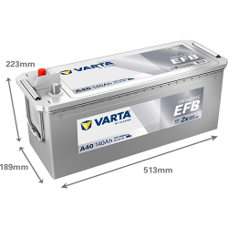 VARTA ProMotive EFB lastbilsbatteri 12 V 140 Ah/800 A 518 &times; 189 &times; 223 mm