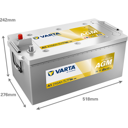 VARTA ProMotive AGM lastbilsbatteri 12 V 210 Ah/1200 A 518 &times; 276 &times; 242 mm