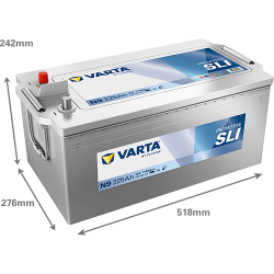 VARTA ProMotive SLI lastbilsbatteri 12 V 225 Ah/1150 A L+ 518 &times; 276 &times; 242 mm