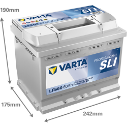 VARTA Professional Starter SLI startbatteri 12 V 60 Ah/540 A L- 242 &times; 175 &times; 190 mm
