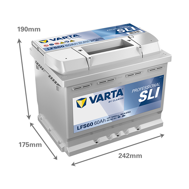 VARTA Professional Starter SLI startbatteri 12 V 60 Ah/540 A L- 242 &times; 175 &times; 190 mm