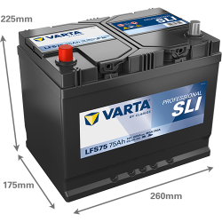 VARTA Professional Starter SLI startbatteri 12 V 75 Ah/600 A L+ 260 &times; 175 &times; 225 mm