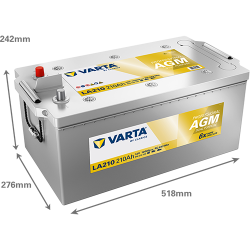 VARTA Professional Dual Purpose AGM fritidsbatteri 12 V 210 Ah/1200 A L- 518 &times; 276 &times; 242 mm