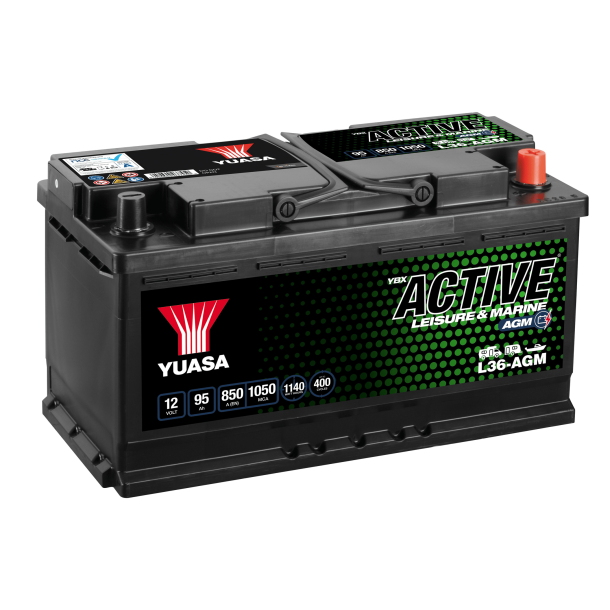 Yuasa - 12V 95Ah 850A Batteri - L36-AGM