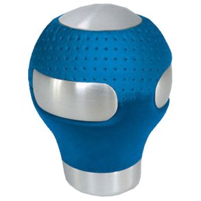 Växelknopp rund alu./bltt läder