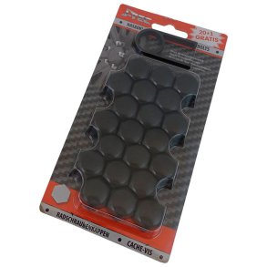 Mutterkåpor 21 st. 19 mm svart med avtagbart verktyg