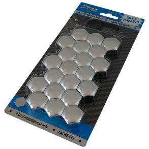 Mutterkåpor 21 st. 21 mm krom med avtagbart verktyg