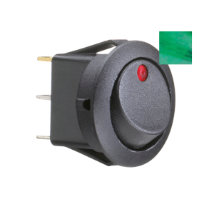 Kontakt rund on/off grøn 19mm hul 10amp
