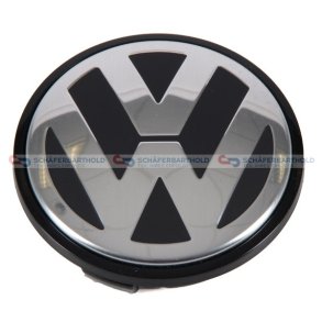 Emblem navkapselchrom/sort|for letmetal VW OE