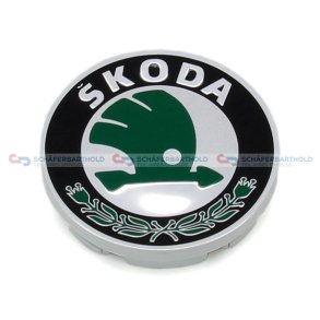 Emblem navkapsel15 16 17 18-chrom/sort SKODA
