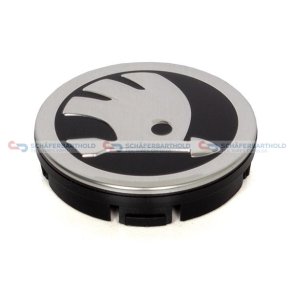 Emblem navkapselchrom/sort|for letmetal SKODA