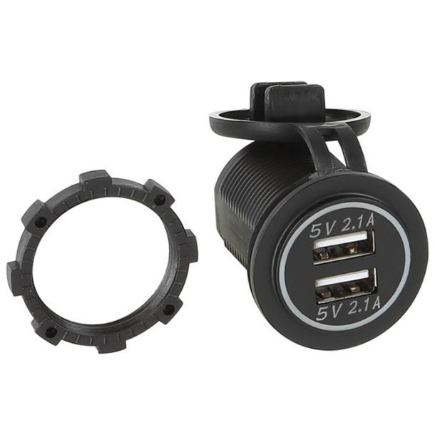 USB-laddningsadapter 12/24v m/bltt ljus