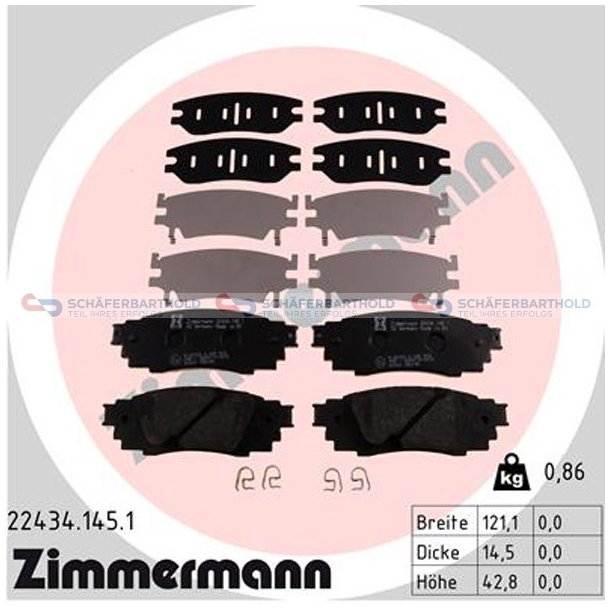 Bremseklodser 14mm|WVA:22434| ZIMMERMANN