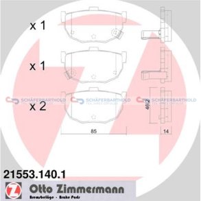 Bremseklodser 14mm|WVA:21553| ZIMMERMANN