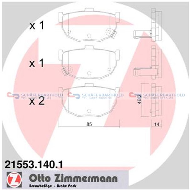 Bremseklodser 14mm|WVA:21553| ZIMMERMANN