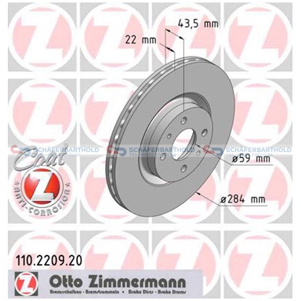 Bremseskive foraksel|-284mm ZIMMERMANN