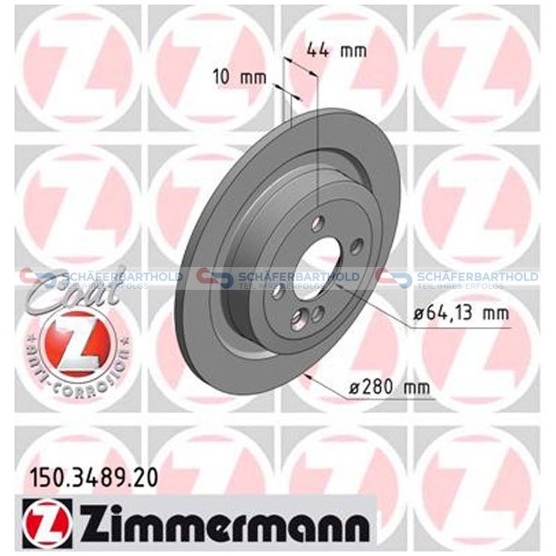 Bremseskive Bagaksel|-280mm ZIMMERMANN