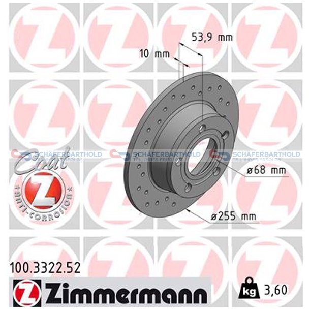 BremseskiveSport Bagaksel|-255mm ZIMMERMANN