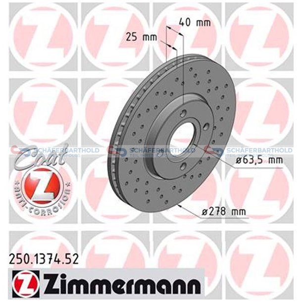 BremseskiveSport foraksel|-278mm ZIMMERMANN