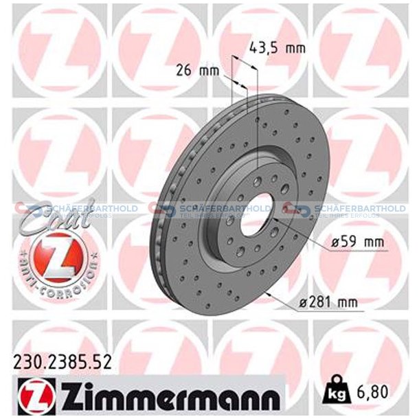 BremseskiveSport foraksel|-281mm ZIMMERMANN