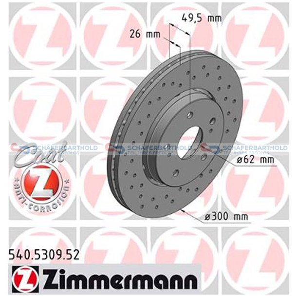 BremseskiveSport foraksel|-300mm ZIMMERMANN